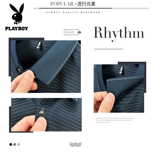 Playboy (Playboy) Luxury Luxury Summer NOUVEAU T-shirt en coton pur à manches courtes et décontracté Polo Polo d'âge moyen à rayures et décontractés 9757 Green L 175/52 Recommandé 130-150jin [Jin est égal à 0,5 kg]