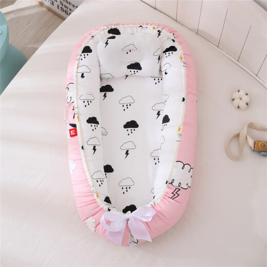 Fully cotton breathable and detachable portable crib mid-bed bionic baby nest baby pillow travel crib grey edge animal (no quilt) HDJ 50*85