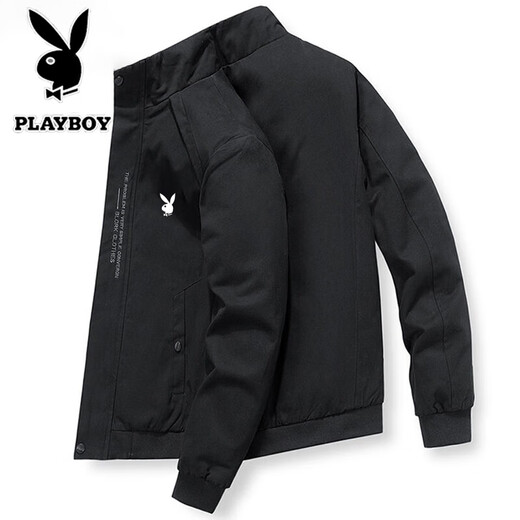 PLAYBOY Jacket Men's Spring and Autumn Casual Young and Middle-aged Thin Stand Collar Versatile Outdoor Sports Jacket Army Green XL