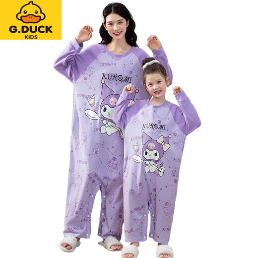 G.DUCKKIDS children's one-piece pajamas, girls' spring and autumn pure cotton medium and large children's parent-child pajamas, new cartoon baby anti-kick sleeping bag Q-33467#culomi 16 size (recommended height 130-140cm)