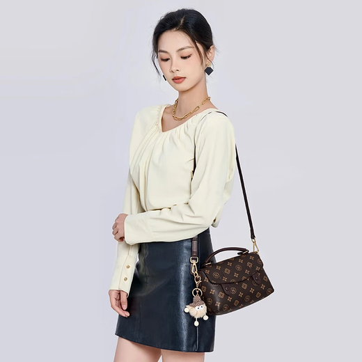 Ji Shizhe's Light Luxury Bag Women's Bag Shoulder Bag Women's Crossbody Bag Chinese Valentine's Day Gift for Girlfriend and Wife Memorial Gift Brown Fashionable and Versatile Women's Bag Small Bag Exquisite Gift Box