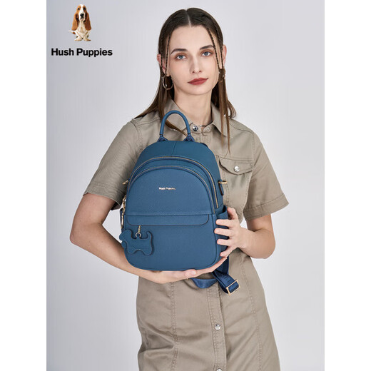 Hush Puppies women's bag new trendy leather backpack women's simple work commuting backpack fashionable casual travel bag official black