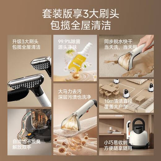 Deerma cloth cleaning machine household vacuum cleaner high-pressure multi-function cleaning machine spray and suction integrated mattress bed sheet carpet curtain sofa cleaning machine BY100 S with additional brush head BY100 S package version