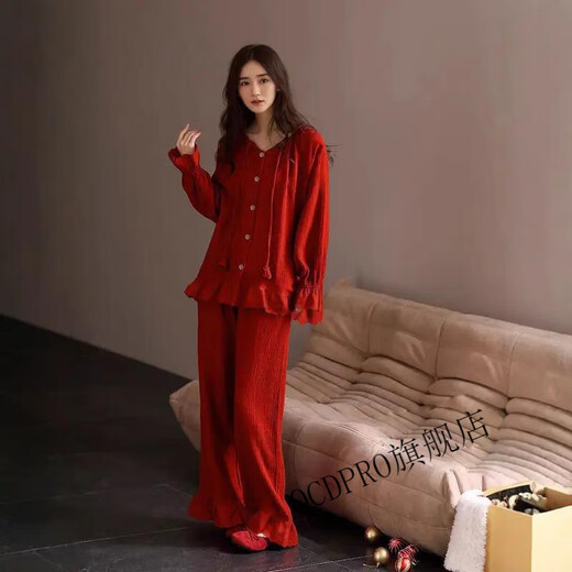 QCDPRO白晶家居服睡衣柔软透气女士纱家居服套装睡衣 679四/件/套【吊带短裤+长袖长裤 M (90-115斤)