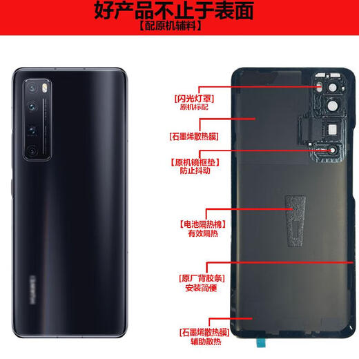 Suitable for Huawei nova7 original glass back cover nova7se mobile phone battery cover nova7pro original rear screen Nova7pro original back cover No. 7 color + frame mirror