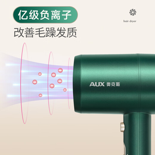 AUX Hair Dryer Home Negative Ions Will Not Damage Hair 1800W High Power High Wind Hair Dryer Dormitory Use Low Power Mini Portable Hair Dryer AH7800 Emerald Negative Ion Hair Care 1800W