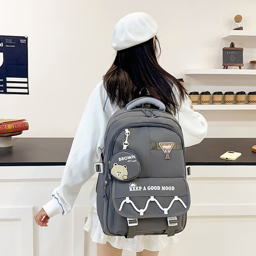 Niedliche Star Girls 'Schultaschen der Grundschule der Grundschule der Klasse 4, 5 und 6 Retro-Rucksäcke Junior mit hoher Kapazität Reise-Rucksäcke Grau