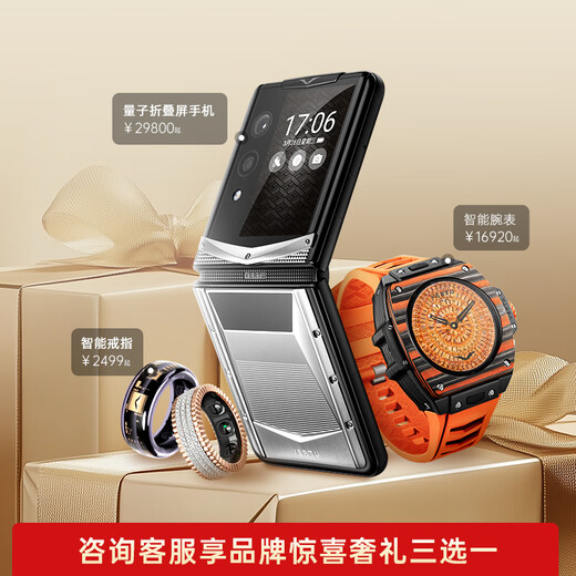 VERTU【新品买1享8 赠1年意外保】威图纬图奢品手机QUANTUM量子AI智能体小折叠屏手机FLIP商务礼物补贴 钛合金黑色机甲【京仓速发】 16GB+1TB 官方标配