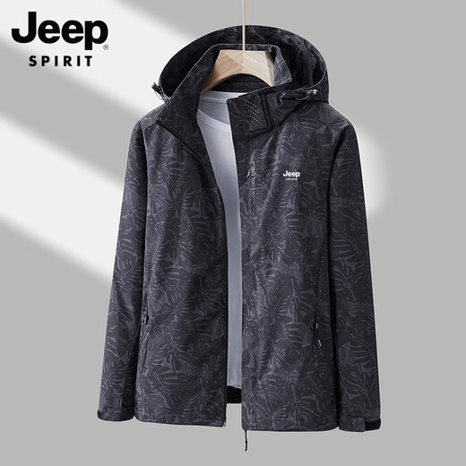 JEEP SPIRIT Jacket Men's 2025 New Autumn and Winter Outdoor Windproof and Waterproof Jacket 6266 Dark Gray Single Layer XL
