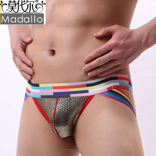 Modal men's underwear thong men's sexy underwear sexy low waist convex fashion double thong underwear gold L