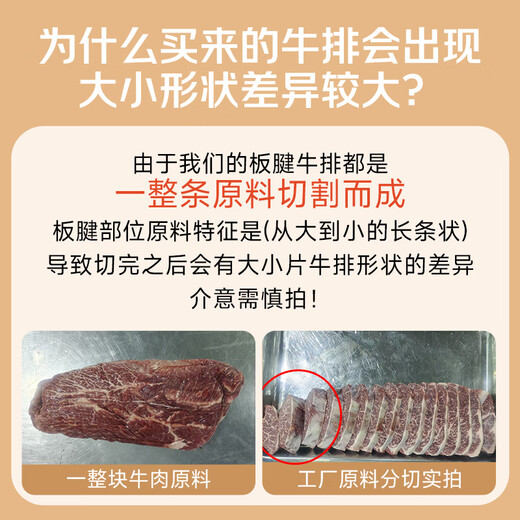 Xianjingcai Australian grain-fed raw tendon steak 650g/5 pieces low price fitness fat loss ration true raw cut