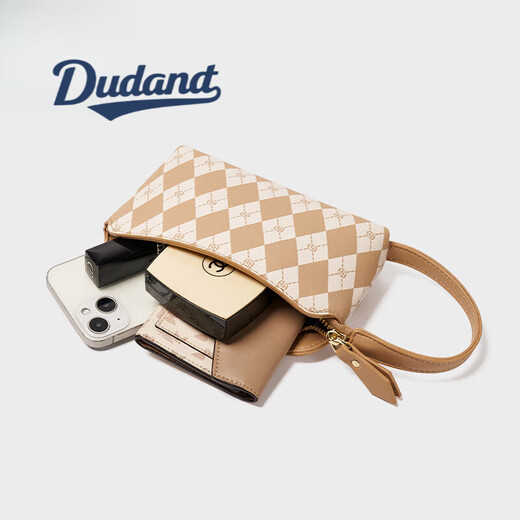 Dudant mobile phone bag 2025 new bag casual versatile trendy hand grab bag women's fashionable and convenient commuting makeup bag milk apricot color