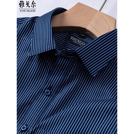 Генеральный директор Yageor Flagship Office Store 2025 Summer New Men's Short Sleadered Рубашка для бизнеса, без шкалера, полосы против морщин, дышащий DX6623 38 [100-120JIN [JIN равно 0,5 кг]]