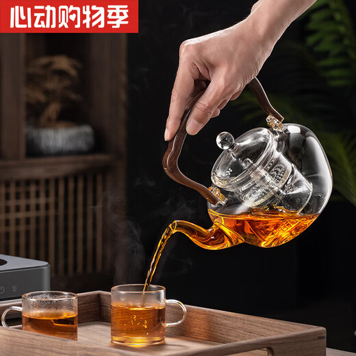 Jubilación (Zisiz) Alemania Tetera importada NUEVA 2024 Glass Tapot Tea Té Tapot Agua hirviendo estufa eléctrica STOVE HY3 Color de grano de madera + Bandeja + A65 Tetera 9904