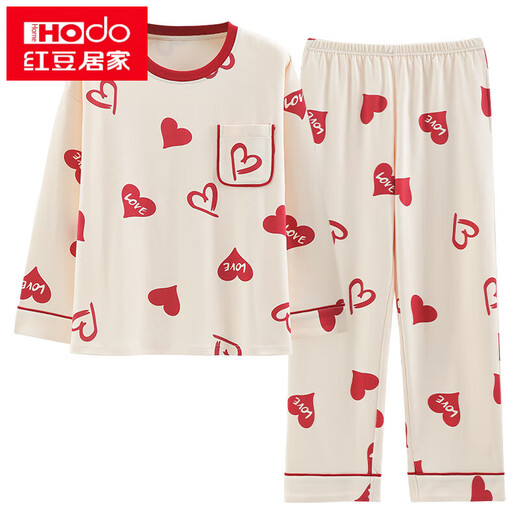 Hongdou (Hodo) Pyjamas für Frauen im Frühjahr und Herbst Pure Cotton Longleved Hosen süßes zweiteiliges Set für Studenten, die im Sommer, Herbst und Winter zu Hause Kleidung GXT9928 m tragen (empfohlen 75-95jin [Jin gleich 0,5 kg])