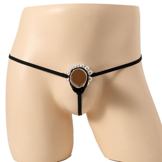 Herren-Tanga sexy transparente Spitzenring Öffnen von Perlen T-Trousser elastischer Taille Hohlhöhle Unterwäsche T-401 Red One Size