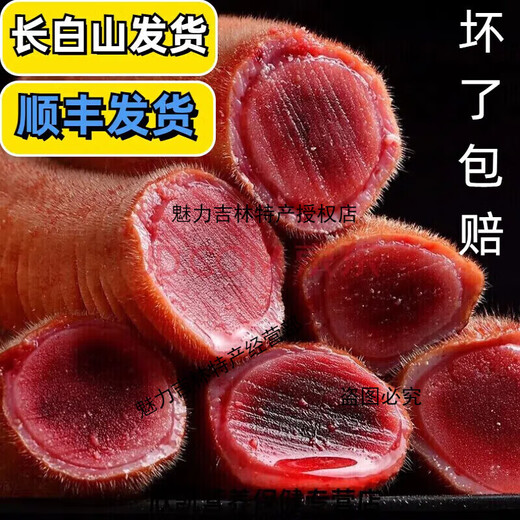 Deer field is now cut straight and fresh deer antler pruned in the middle section of fresh Jilin deer antler slices with blood and blood slices first two stubble wine and medicinal materials Sika deer antler head (100 grams) soak 5-10 Jin [Jin equals 0.5 kg]