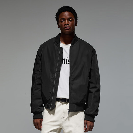 CHINISM CHChichen Basic Bomber Jacket Men's Autumn and Winter Thickened Cotton Clothes American Retro Couple Cotton Clothes Black M