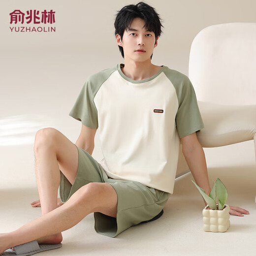 
SEPTWOLVES Spring and Summer New Men's Home Clothing Set Pure Cotton Summer Short Sleeve Shorts Can Be Used Outside Multi-Color Optional 02J13603 Men XL