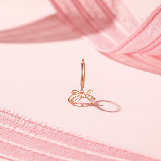 Trendy Acer small lucky bow 18K gold diamond earrings for women, rose gold earrings for girlfriend birthday gift, pre-sale, red 18K gold, single style