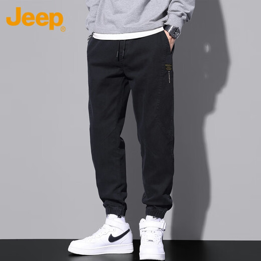 Jeep (JEEP) American genuine casual pants for men 2025 summer summer trousers new trendy American loose overalls 9859 black Jeep official M 90-110Jin Jin is equal to 0.5 kg