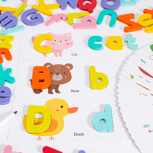 Schöne Hund und kleine Kinder früh Bildung Englisch Wort Kognitionskarte Baby Erleuchtung 26 Buchstaben Upper Case Bausteine und Partikel Spielzeugbrief Puzzle Set Set