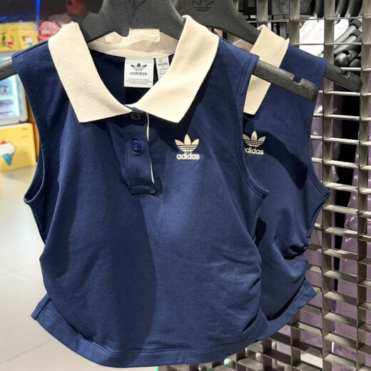 Женская ткань Adidas Clover 2025 Осенью Новая Горячая Девушка Короткая узкая лацканая мягкая жилет KE3893 KE3894 Light Green_han yu White_vest_back