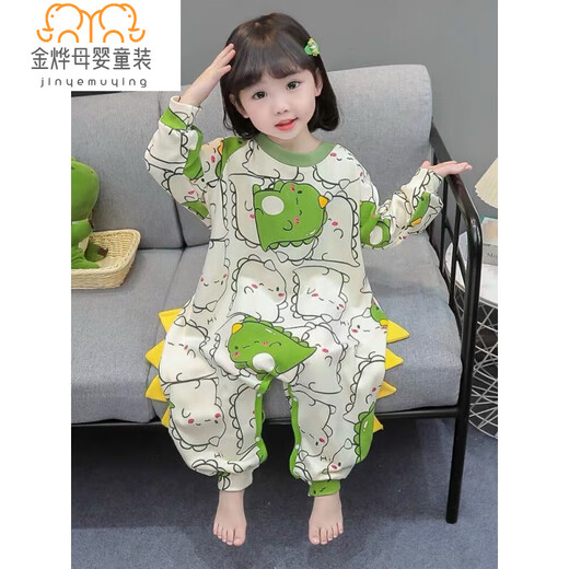 La versión coreana yujiyu de la primavera y el otoño, el nuevo dinosaurio de dibujos animados, el pijama de bebé se puede usar en el exterior con la delgada ropa casera de una pieza de manga larga 1049-cartoon Dinosaur 100 100