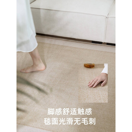 温诗欧客厅地垫免洗易打理防滑地毯2025新款季轻奢感冰丝凉席榻榻米 宜沐-15780 200cm*340cm [光滑无刺毛]