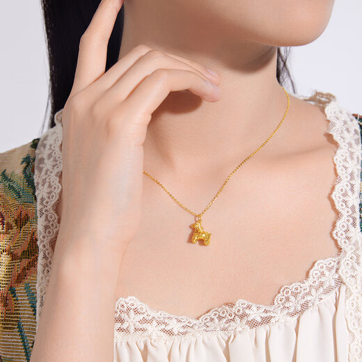 Century Yuan Shining Yima 18K Gold Pendant Will Make Money Immediately Copper Coin Pony Moissanite Pendant as a Birthday Gift for My Girlfriend