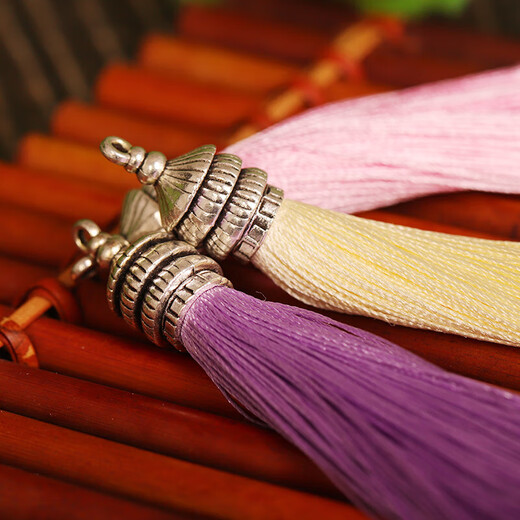 Threaded tower type tassel earrings tassel packaging pendant antique pendant handicraft diy jewelry accessories sky blue