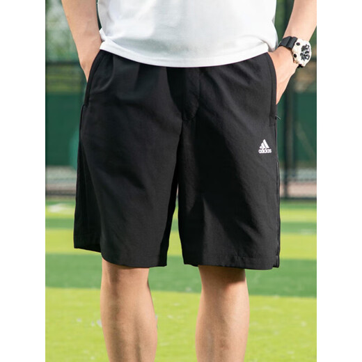 阿迪达斯 （adidas）短裤男夏季新款训练五分裤透气吸汗薄款黑色休闲运动短裤 IC9756_针织款_舒适透气 M 推荐135-155斤
