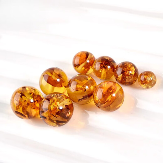 DL 1998 Fat Donglai same style amber single bead natural beeswax amber loose bead amber round bead bracelet bead with bead bracelet size about 10mm 1 piece