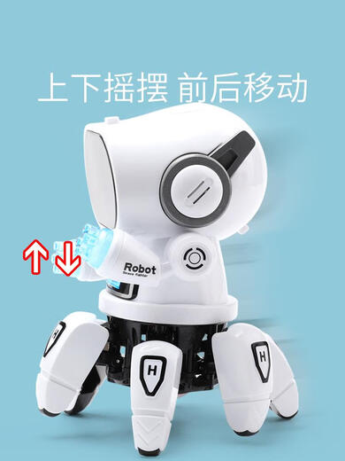 Electric Intelligent Roboter, der mit Katzen, Kindern 1-2 Jahre, 0-3 Babys, Babyspielzeug, Jungen und Mädchen, sechs Klauen Roboter Blue 20 Songs, Ladeversion, wiederaufladbare Batterie + Charger singen und tanzen kann