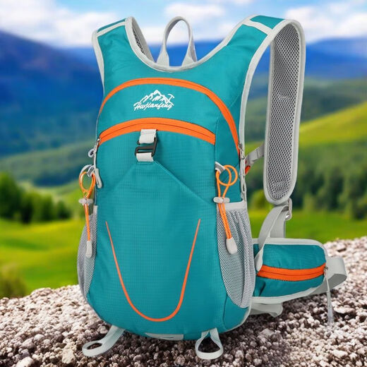 Nimense lightweight backpack cross-country running backpack bicycle hydration bag waterproof outdoor mountaineering bag hiking bag XYW2404 black with light blue L29W14H48