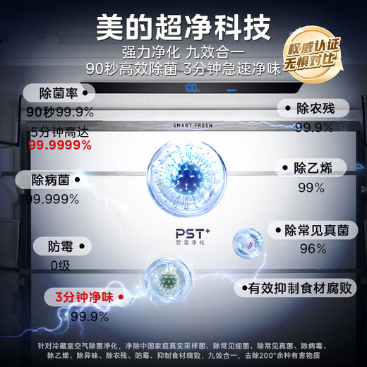 Midea M60 series 520 flat-screen fully embedded French multi-door four-door household refrigerator ultra-thin dual-system cycle large-capacity ice making BCD-520WUFPZM (E) white national subsidy