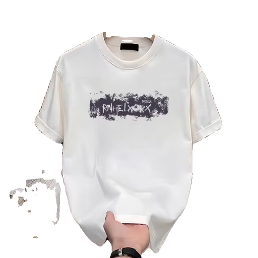 
JEEP SPIRIT2025 summer new trendy brand heavy loose letter short-sleeved T-shirt men's trendy handsome and versatile half-sleeved base shirt V1449 brown S suggested 80-95Jin [Jin equals 0.5 kg]