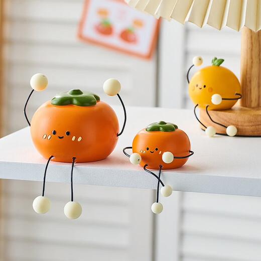 
Yonghuan series stilt doll ornaments decoration for living room desktop children's room bedroom small gift, persimmon, persimmon, free glue