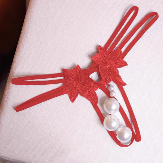 Large size pearl underwear into the body plus a lace thong tele high-quality large particles with pearls extra large pearl black XL150180Jin Jin equal to 0.5 kg confidential delivery