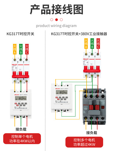 Delixi time control switch timer 380V intelligent water pump aerator three-phase automatic time and space controller 380V time control (14000W) for use within