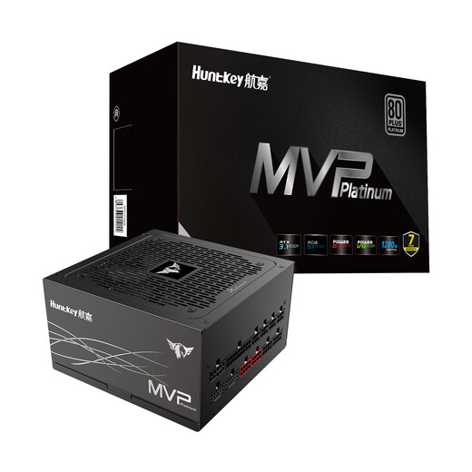 航嘉（Huntkey）MVP P1200黑色白金牌1200W电源（ATX3.1/80PLUS白金全模组/原生PCIe5.1/风扇启停/延时冷却）