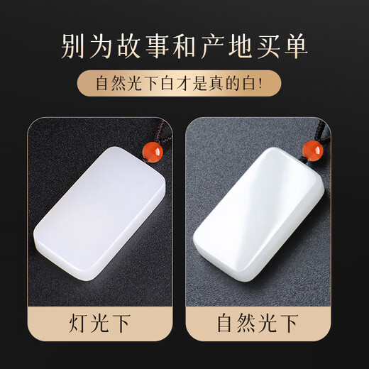 Impression Eyes New Year's Gift Hetian Jade Pendant Men's and Women's Ping An Wu Shi Brand White Jade Pendant Birthday Gift Comes with Certificate