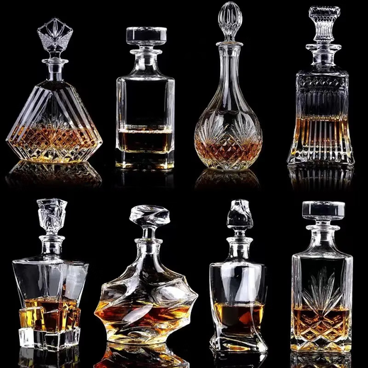 ZKHE水晶玻璃酒瓶家用带盖密封创意红酒醒酒器洋酒威士忌酒瓶酒樽 酒樽15868透明透明 880ml