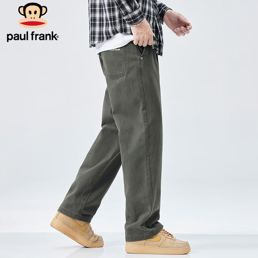 Paul Frank Casual Pants Men's Autumn Loose Straight Pants Men's Trendy Overalls Men's Long Pants Military Green M