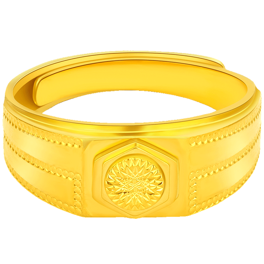 Laomiao gold ring men's foot gold boutique 5G square mirror wide gold ring as a birthday gift for your boyfriend or elders, about 7.4g