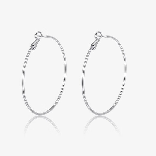 Nianfu S925 Silver Needle Plain Hoop Earrings Light Luxury Niche High-end Temperament Large Circle Earrings Mid-Autumn Festival Gift for Girls Plain Hoop Earrings 5cm S925 Silver Needle