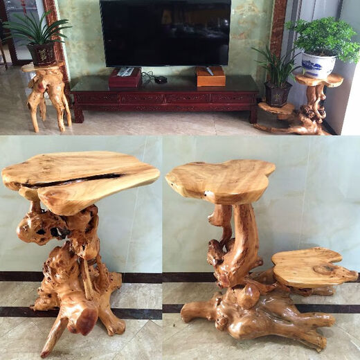 Bûche racine sculpture rack arbre racine ornement naturel salon salon multicouche bonche à pêche à pêche solide balcon de base en bois 16868