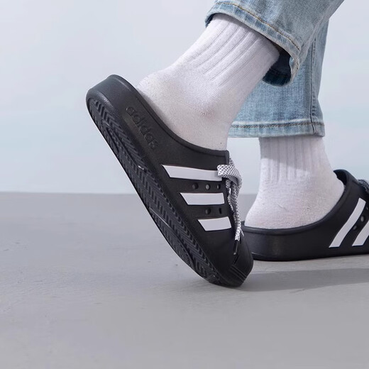 ADIDAS阿迪达斯男鞋2025夏季新款舒适百搭女鞋户外沙滩凉鞋休闲轻便拖鞋 JH9848黑色/白色 假一赔十 39