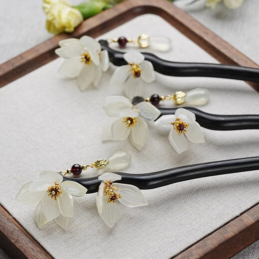 Kamalun (KAMALUN) sandalwood hairpin new Chinese style ancient style high-end lotus walking hairpin women's cool temperament hairpin hairpin headdress green lotus shadow hairpin + brand gift box