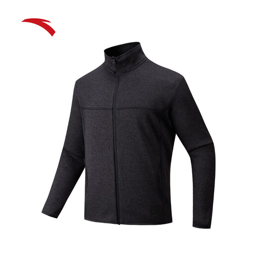 ANTA (ANTA) Brother Z's same style Fire Shell Earth Shell 3.0 Antistatic Fleece Jacket Outdoor Stand Collar Jacket Men's Jacket Men's Style - Jacquard Thick Needle - Stand Collar Style Basic Black Gray - 4 L (Male 175 Female 170)